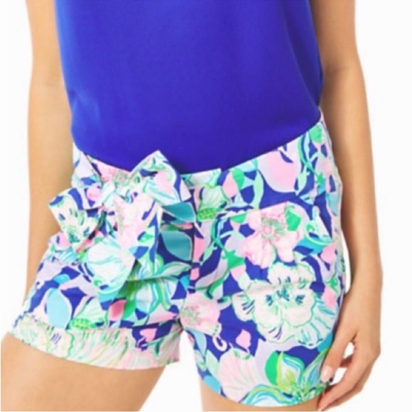 Lilly Pulitzer Kaden Shorts 4” Multi Beak Calm Carry On Bow Belt Women’s 10 - Picture 14 of 16